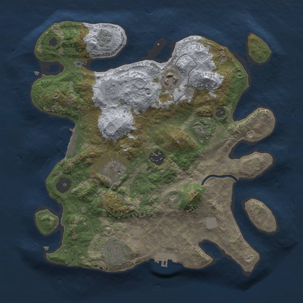 Rust Map: Procedural Map, Size: 3000, Seed: 1964643690, 15 Monuments