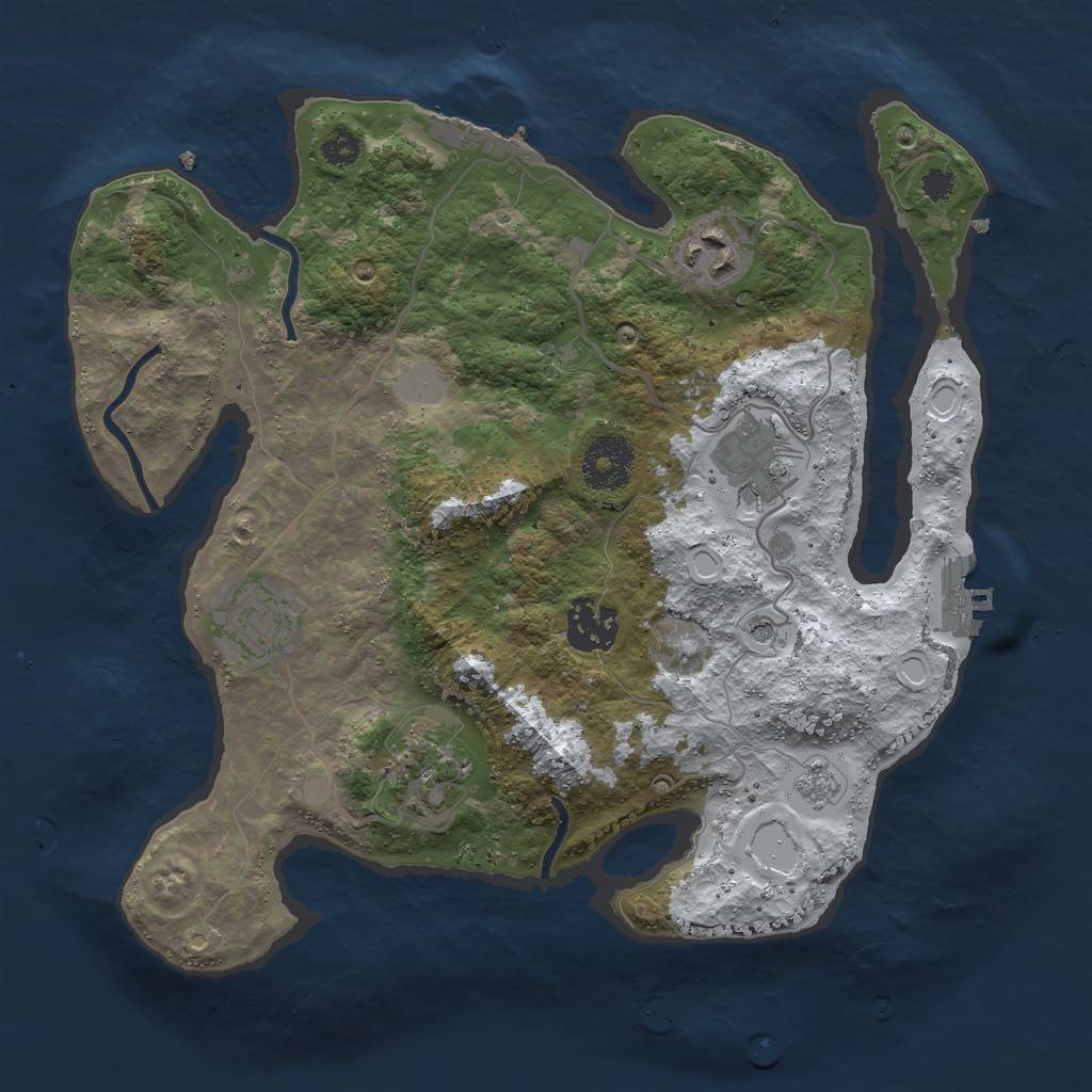 Rust Map: Procedural Map, Size: 3000, Seed: 697594871, 14 Monuments