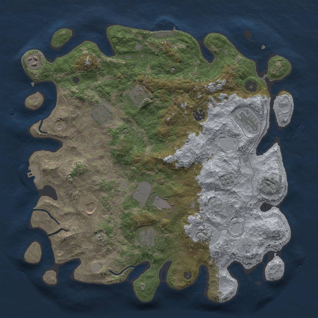 Rust Map: Procedural Map, Size: 3950, Seed: 1927790725, 19 Monuments