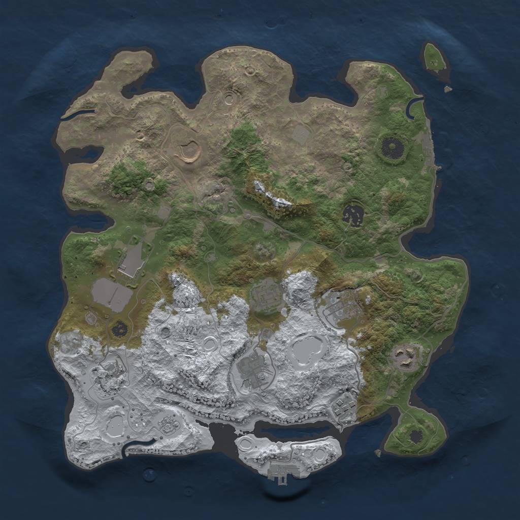 Rust Map: Procedural Map, Size: 3500, Seed: 23525, 18 Monuments