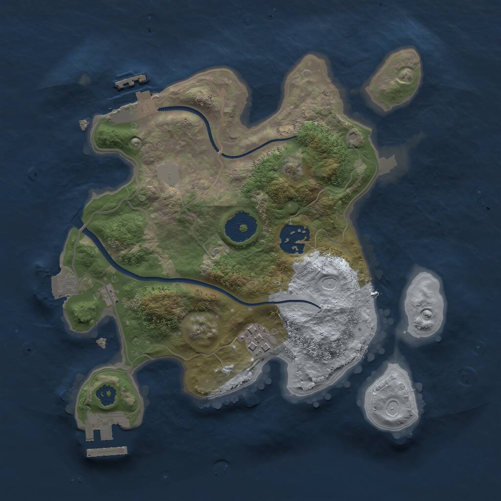 Rust Map: Procedural Map, Size: 2500, Seed: 28015, 5 Monuments