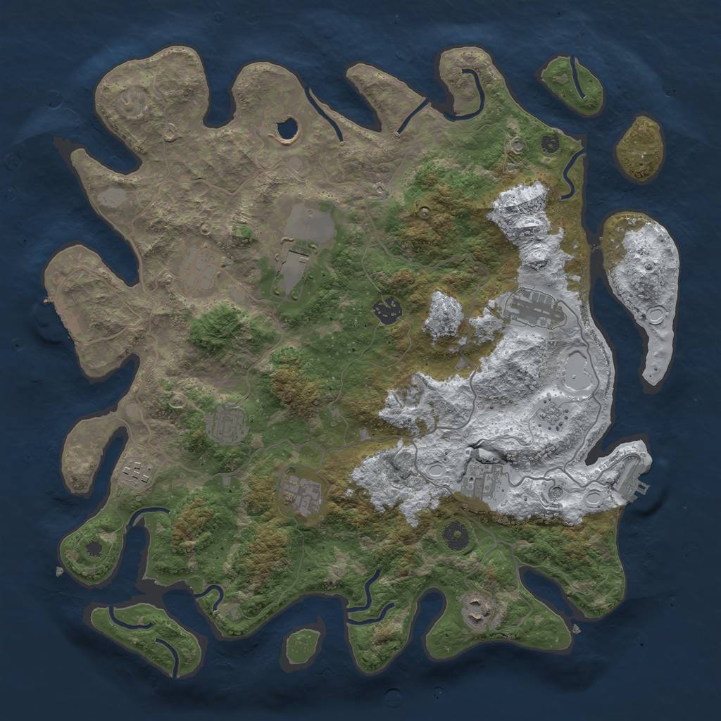 Rust Map: Procedural Map, Size: 4000, Seed: 1319916268, 19 Monuments