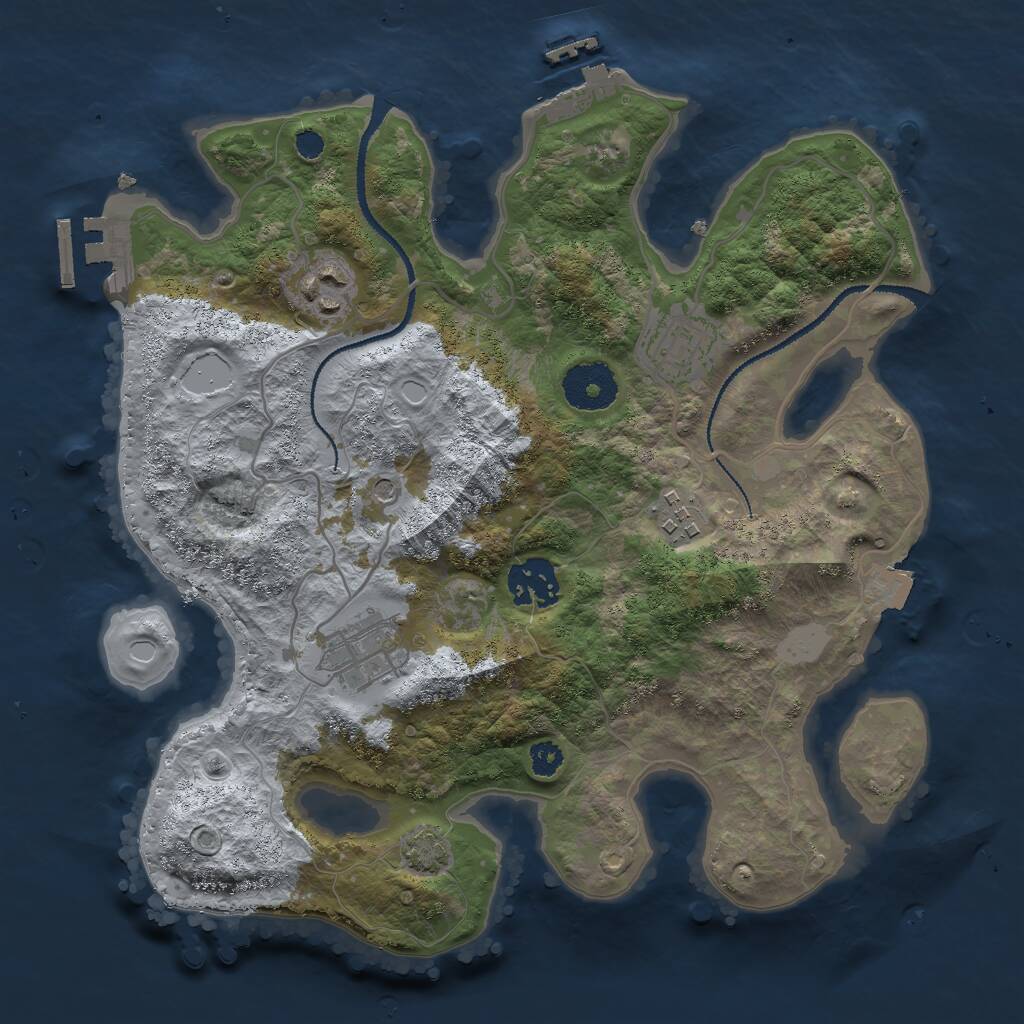 Rust Map: Procedural Map, Size: 3000, Seed: 387789004, 10 Monuments