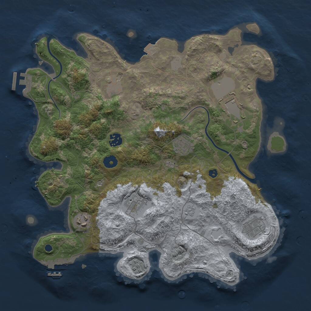 Rust Map: Procedural Map, Size: 3500, Seed: 2224400, 14 Monuments