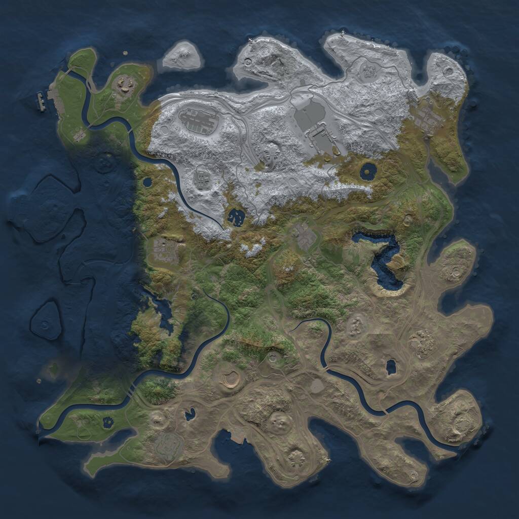 Rust Map: Procedural Map, Size: 4500, Seed: 149041894, 17 Monuments