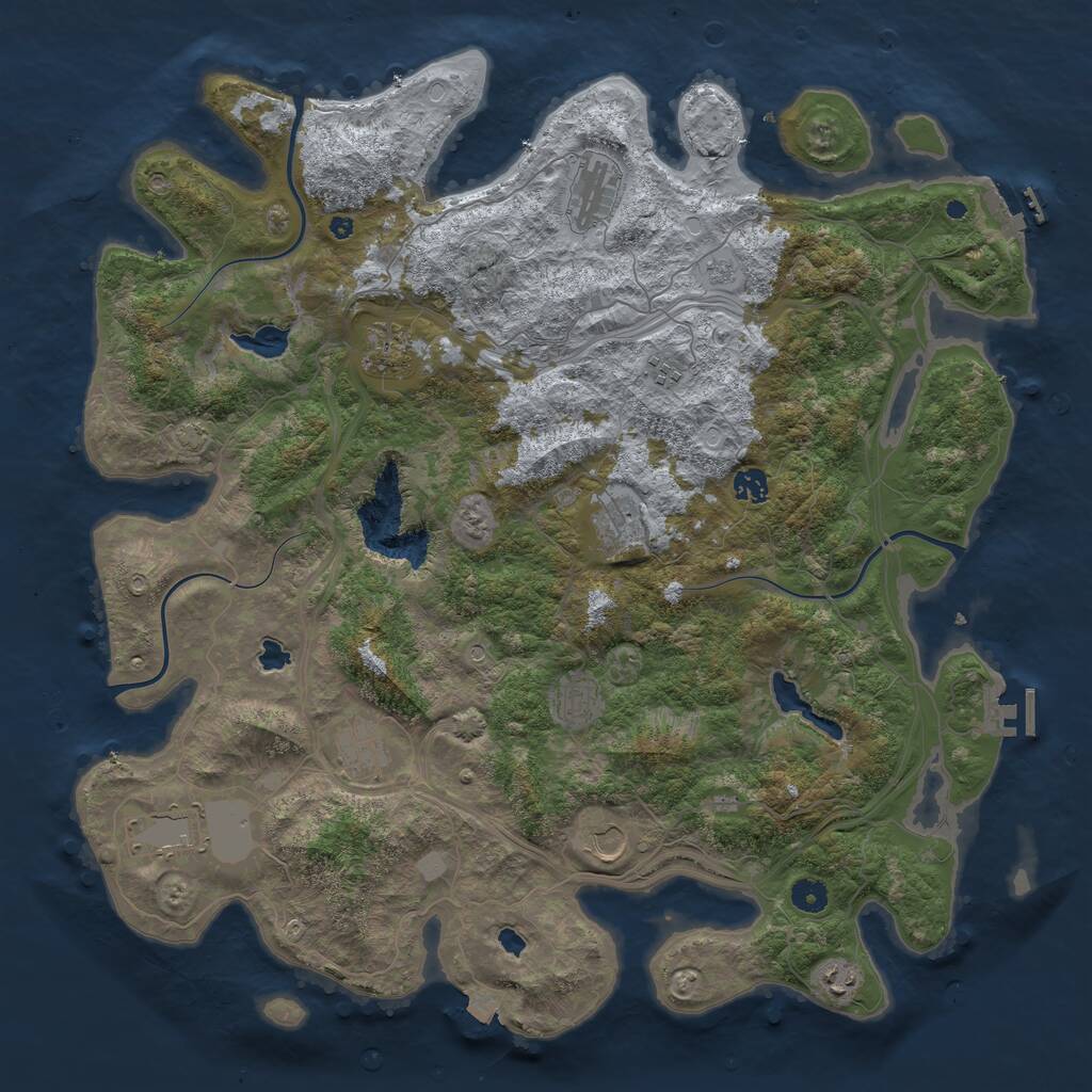 Rust Map: Procedural Map, Size: 4600, Seed: 611254758, 16 Monuments