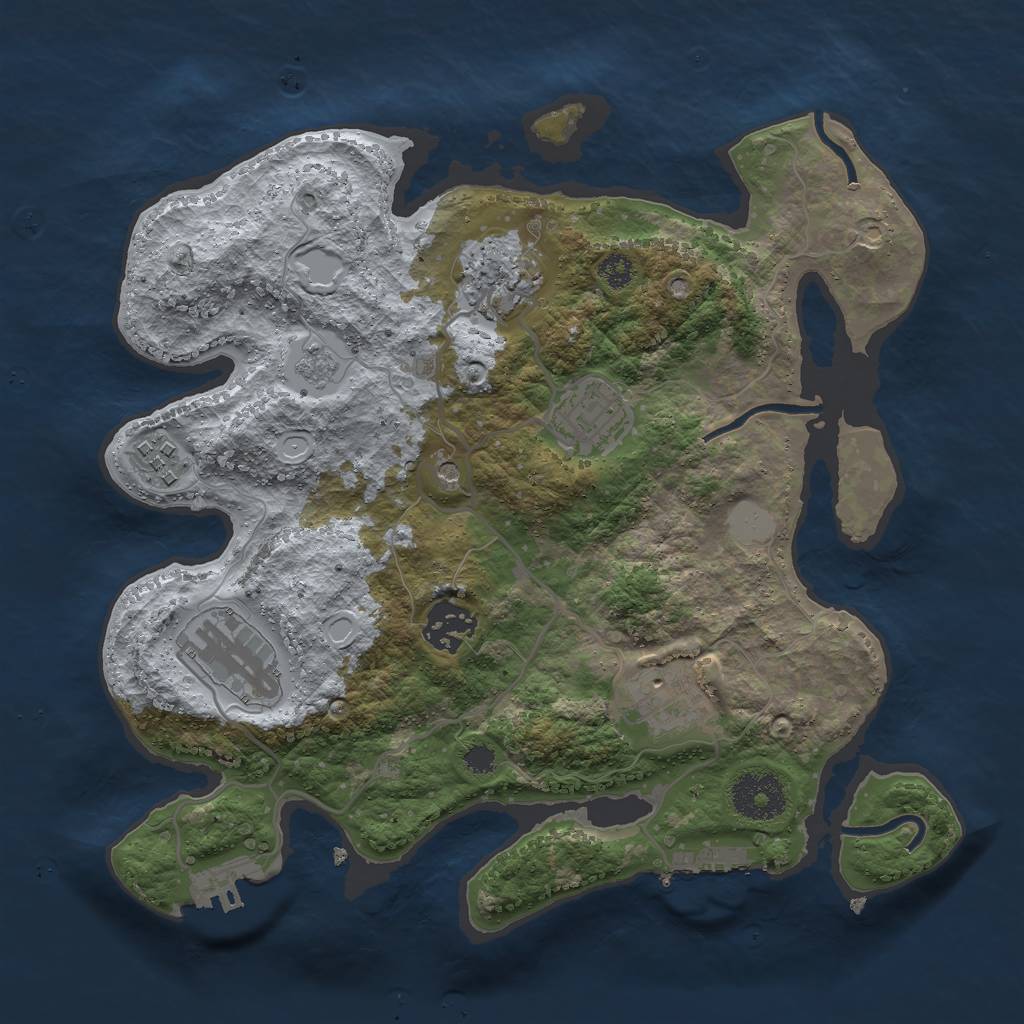 Rust Map: Procedural Map, Size: 3000, Seed: 1256323443, 15 Monuments