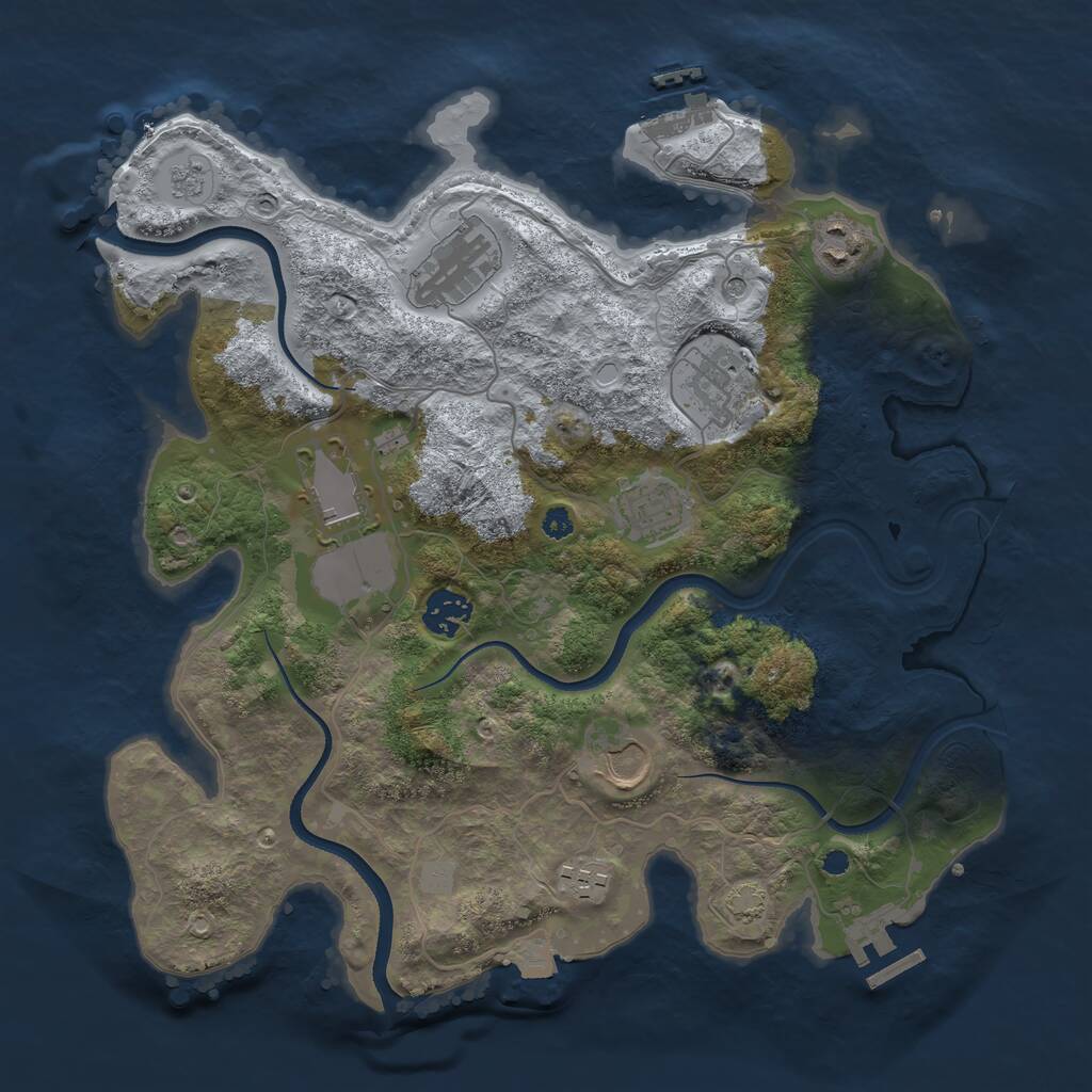 Rust Map: Procedural Map, Size: 3500, Seed: 464328976, 14 Monuments