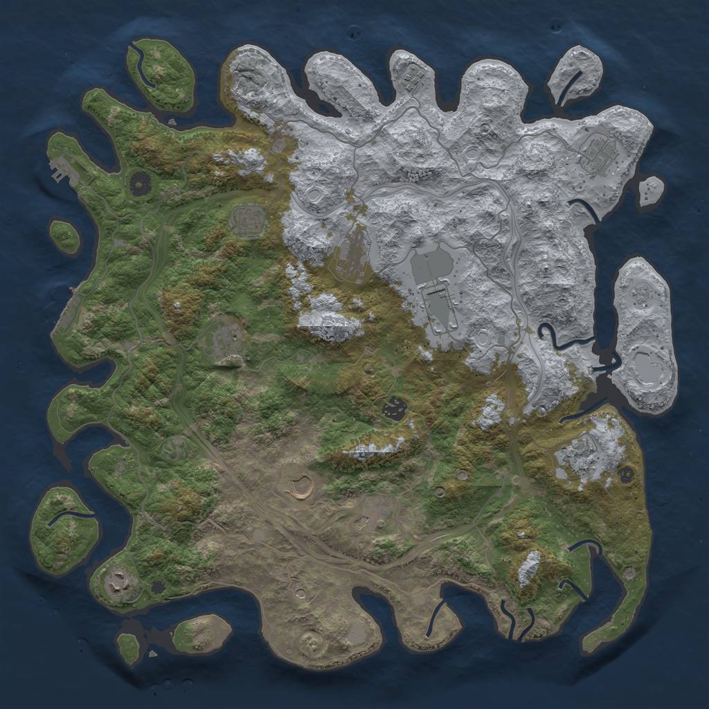 Rust Map: Procedural Map, Size: 4500, Seed: 1001029649, 20 Monuments