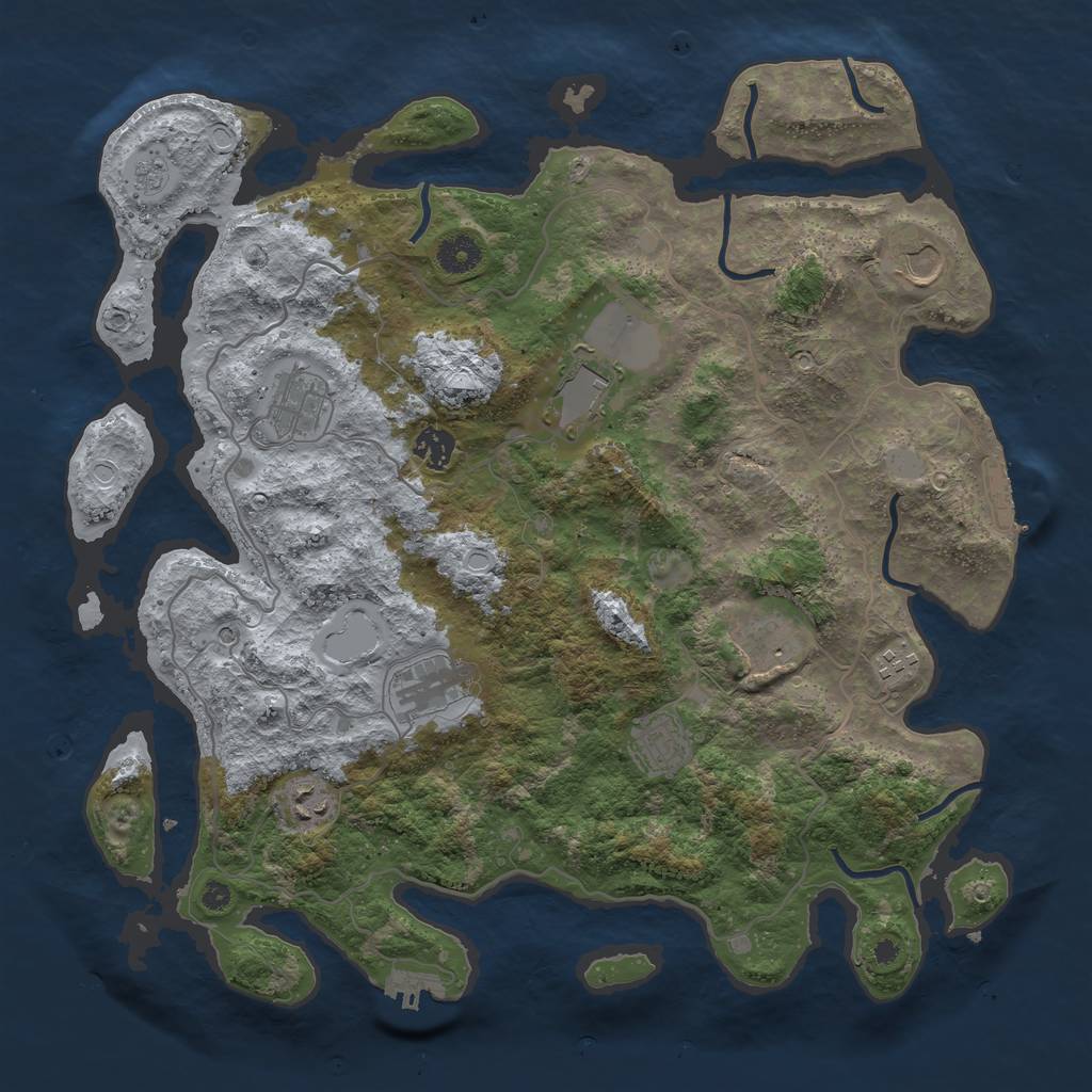 Rust Map: Procedural Map, Size: 4000, Seed: 730036666, 18 Monuments