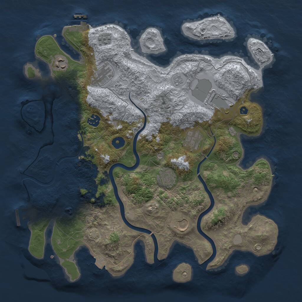 Rust Map: Procedural Map, Size: 3700, Seed: 354621597, 14 Monuments