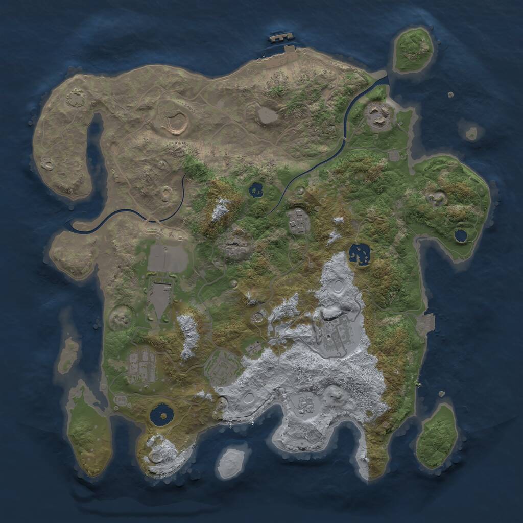 Rust Map: Procedural Map, Size: 3500, Seed: 3942529, 13 Monuments