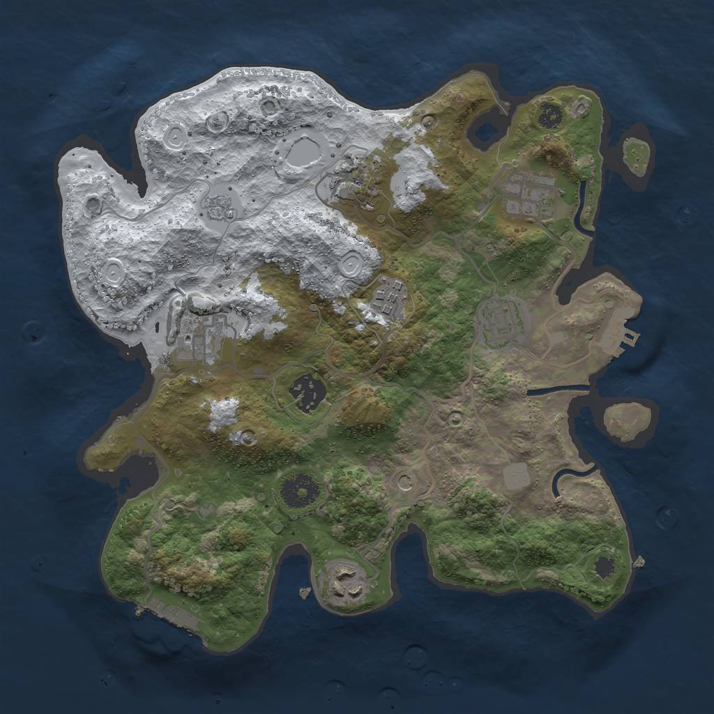 Rust Map: Procedural Map, Size: 3000, Seed: 412555, 16 Monuments
