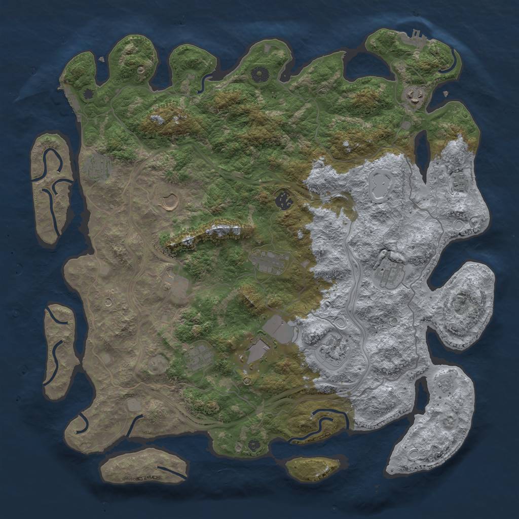 Rust Map: Procedural Map, Size: 4500, Seed: 640048815, 18 Monuments