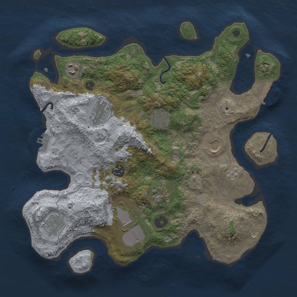 Rust Map: Procedural Map, Size: 3500, Seed: 1893181475, 18 Monuments