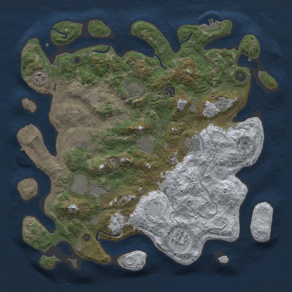 Rust Map: Procedural Map, Size: 4000, Seed: 1363763129, 18 Monuments