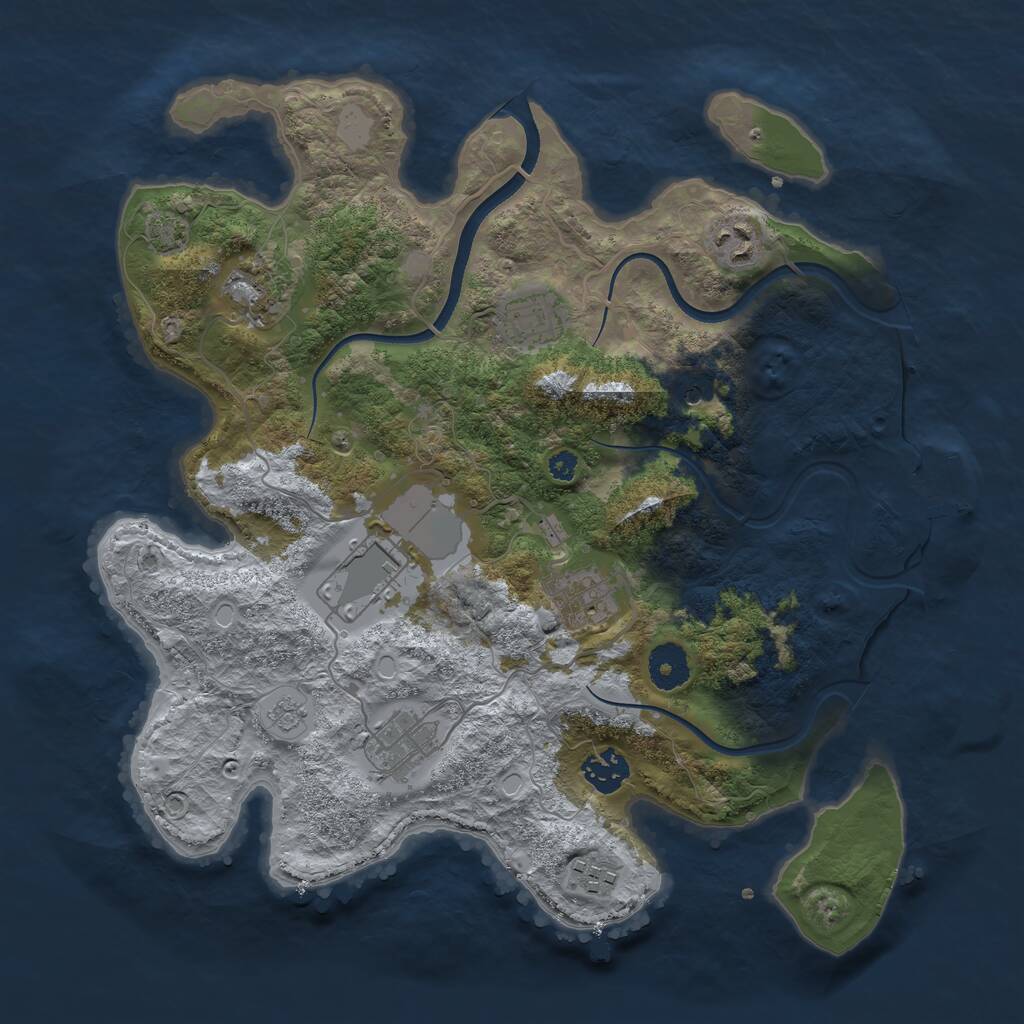 Rust Map: Procedural Map, Size: 3500, Seed: 678845802, 13 Monuments