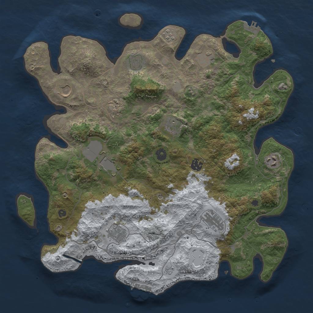 Rust Map: Procedural Map, Size: 4000, Seed: 827216, 20 Monuments