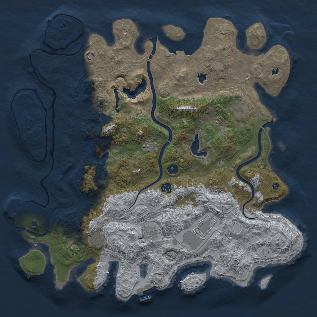 Rust Map: Procedural Map, Size: 4500, Seed: 762245087, 14 Monuments