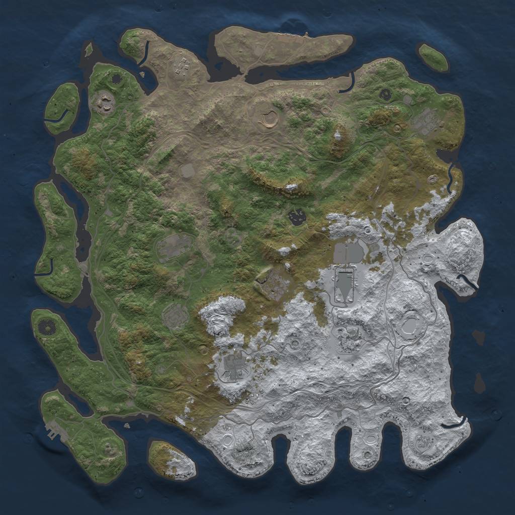 Rust Map: Procedural Map, Size: 4500, Seed: 829936940, 20 Monuments
