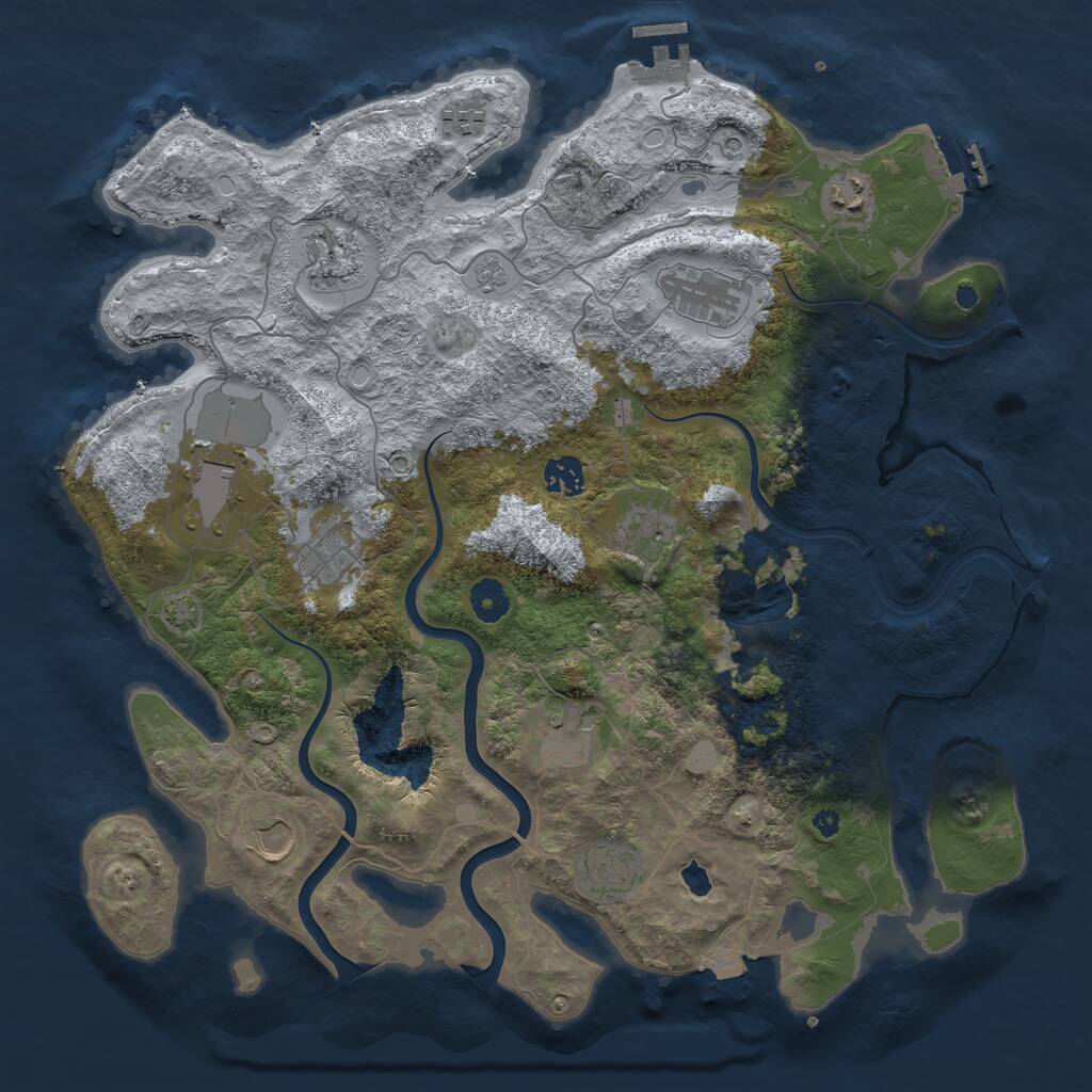 Rust Map: Procedural Map, Size: 4000, Seed: 344713, 17 Monuments