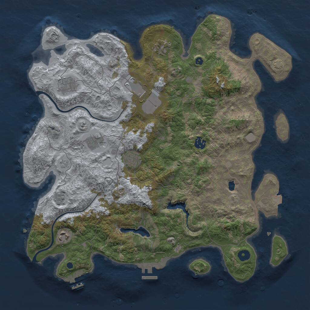 Rust Map: Procedural Map, Size: 4000, Seed: 258693, 14 Monuments