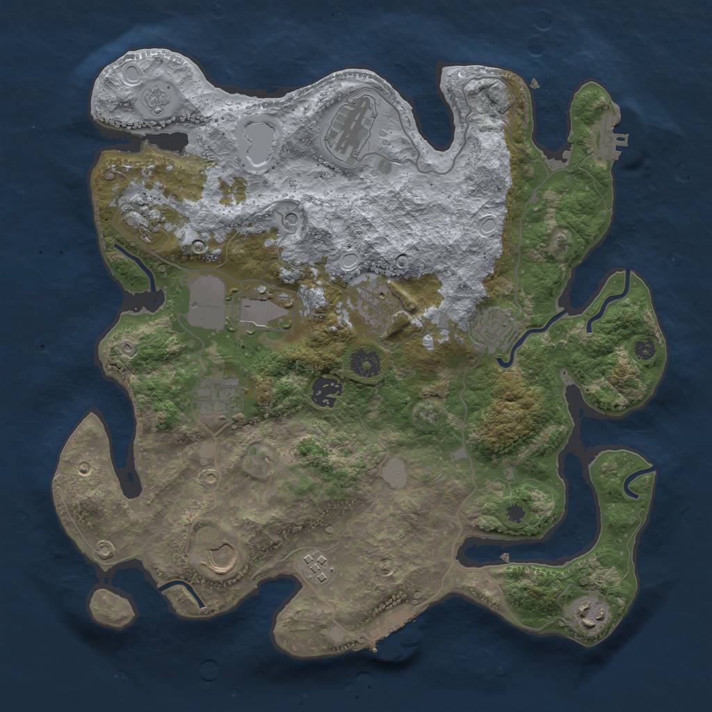 Rust Map: Procedural Map, Size: 3500, Seed: 23887, 19 Monuments