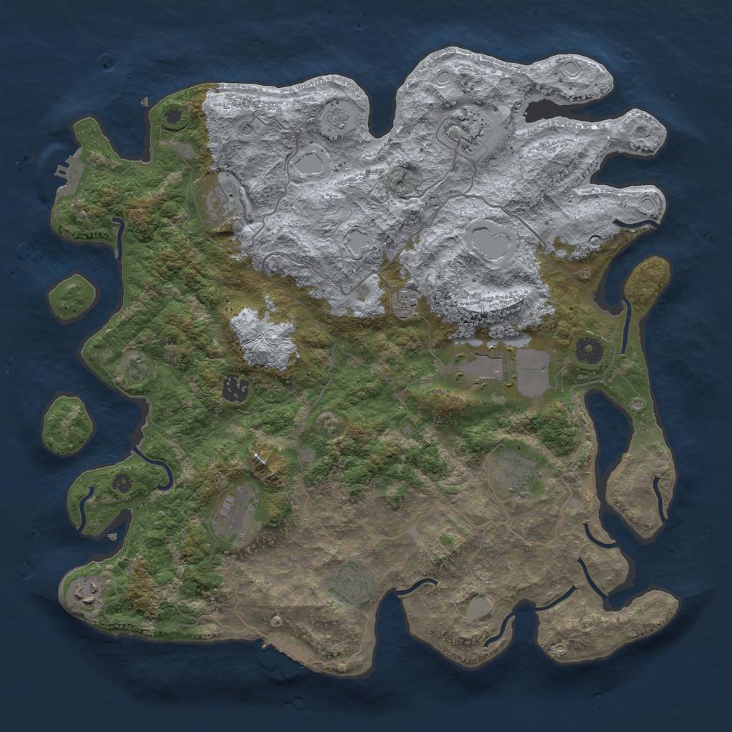 Rust Map: Procedural Map, Size: 4000, Seed: 717124, 18 Monuments