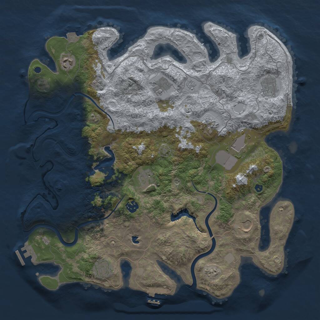 Rust Map: Procedural Map, Size: 4000, Seed: 877157, 16 Monuments