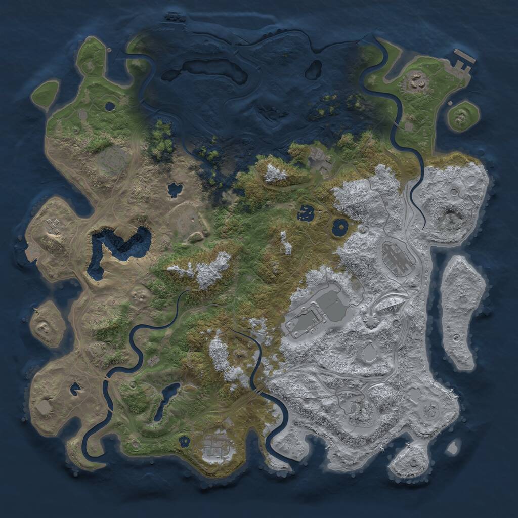 Rust Map: Procedural Map, Size: 4500, Seed: 808914253, 16 Monuments