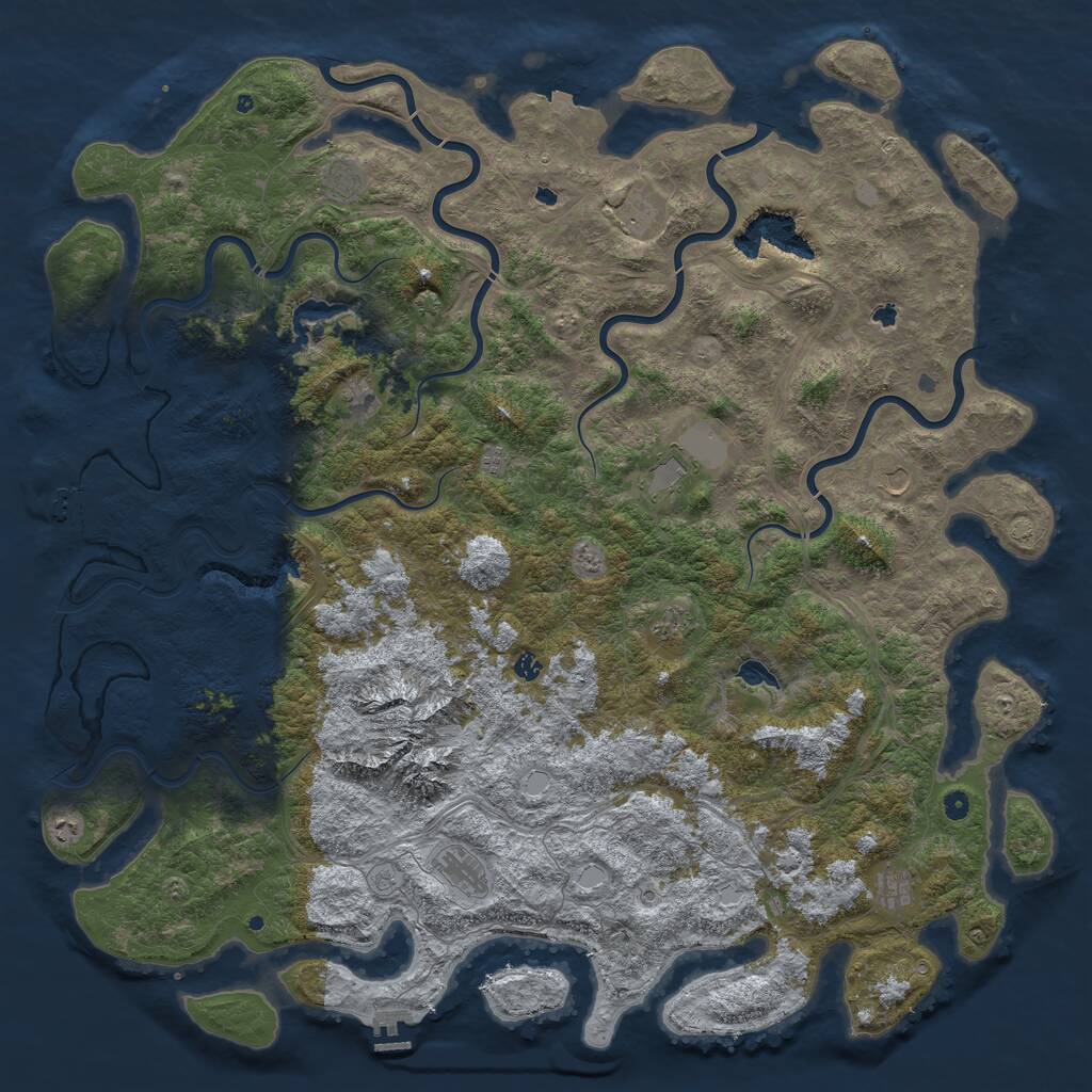 Rust Map: Procedural Map, Size: 6000, Seed: 31467454, 17 Monuments