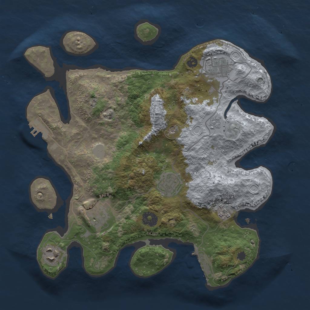 Rust Map: Procedural Map, Size: 3000, Seed: 1236577721, 14 Monuments