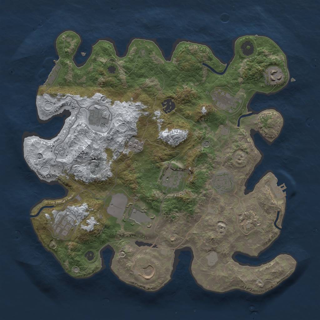 Rust Map: Procedural Map, Size: 3500, Seed: 619569331, 20 Monuments