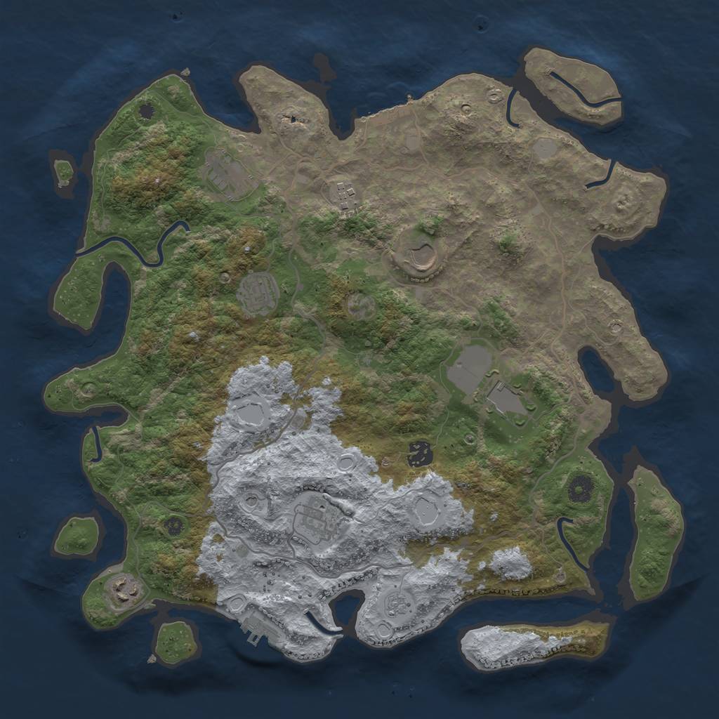 Rust Map: Procedural Map, Size: 4000, Seed: 114084510, 17 Monuments