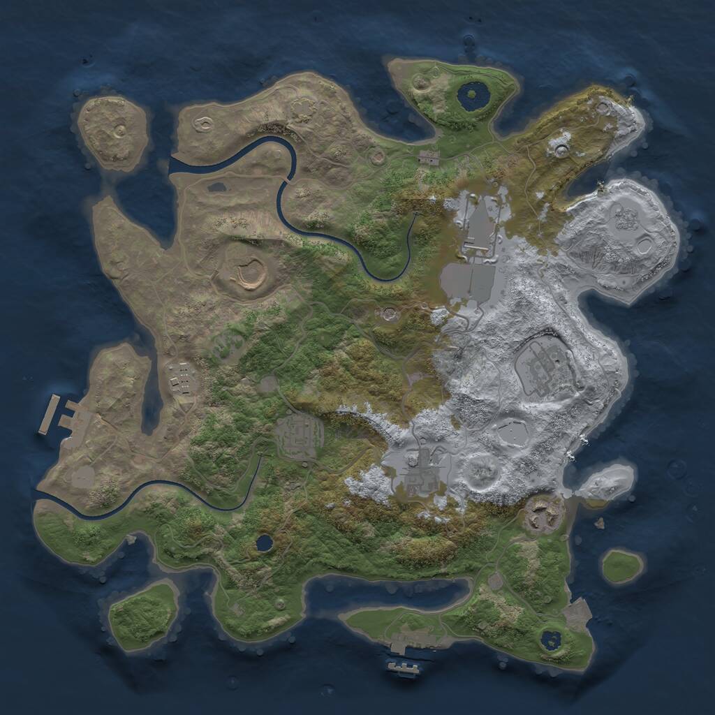 Rust Map: Procedural Map, Size: 3500, Seed: 2136731811, 13 Monuments
