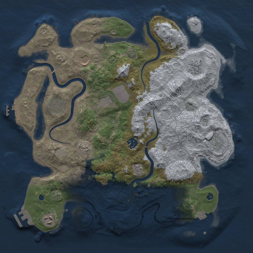 Rust Map: Procedural Map, Size: 3700, Seed: 883, 15 Monuments