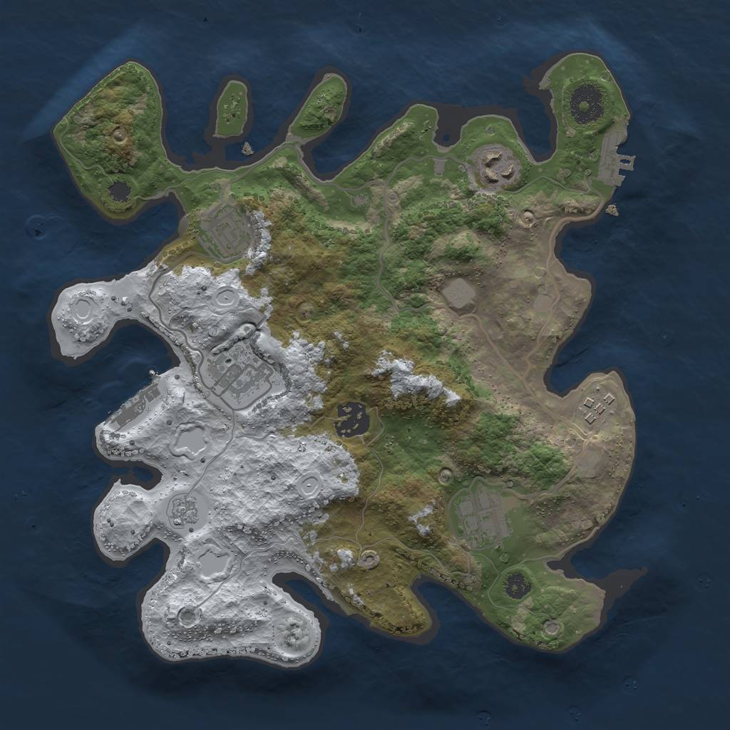 Rust Map: Procedural Map, Size: 3000, Seed: 189773581, 14 Monuments