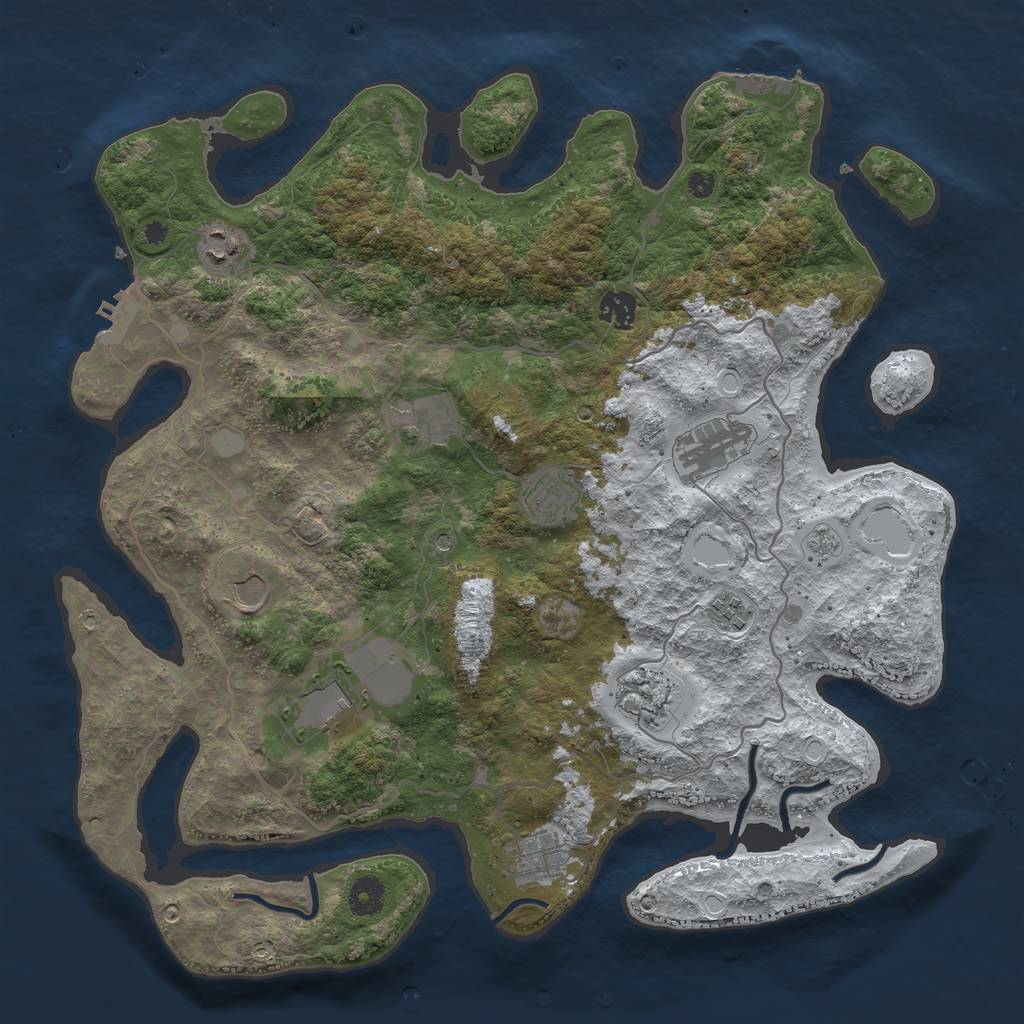 Rust Map: Procedural Map, Size: 4000, Seed: 1255174325, 19 Monuments