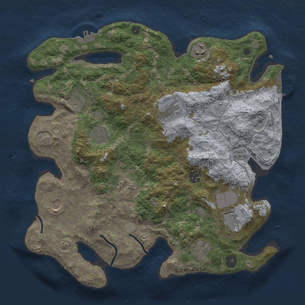 Rust Map: Procedural Map, Size: 3700, Seed: 766364782, 19 Monuments
