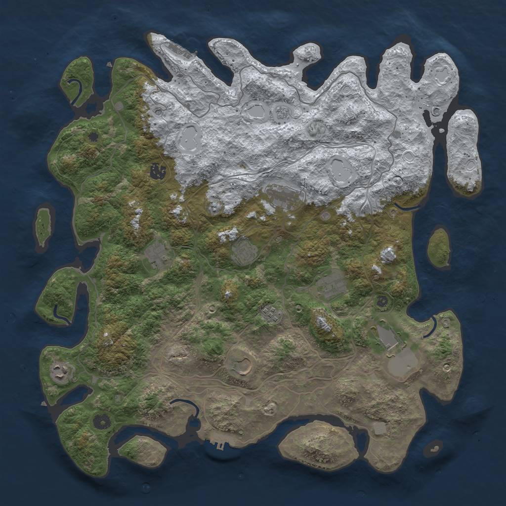 Rust Map: Procedural Map, Size: 4500, Seed: 2569, 18 Monuments