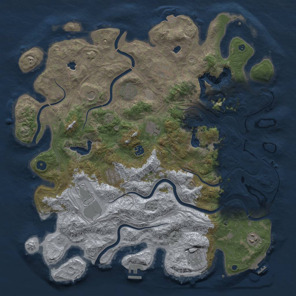 Rust Map: Procedural Map, Size: 4500, Seed: 18499522, 16 Monuments