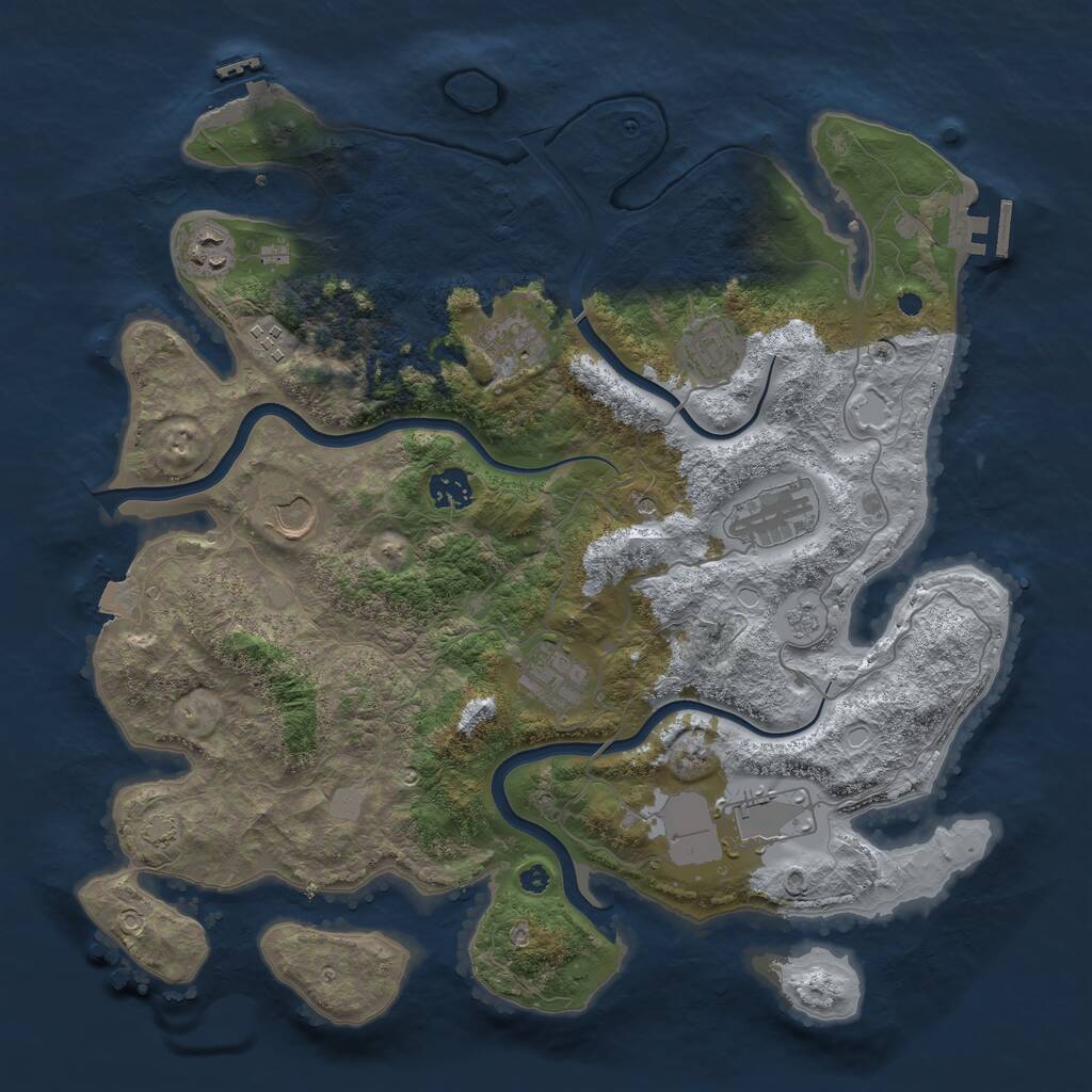 Rust Map: Procedural Map, Size: 3850, Seed: 1346241545, 15 Monuments