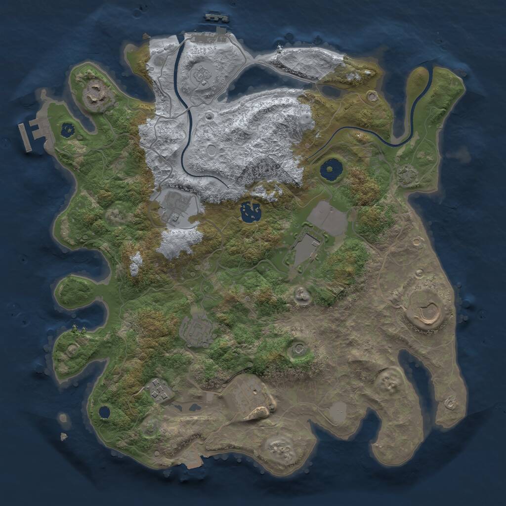 Rust Map: Procedural Map, Size: 3500, Seed: 1838676797, 14 Monuments