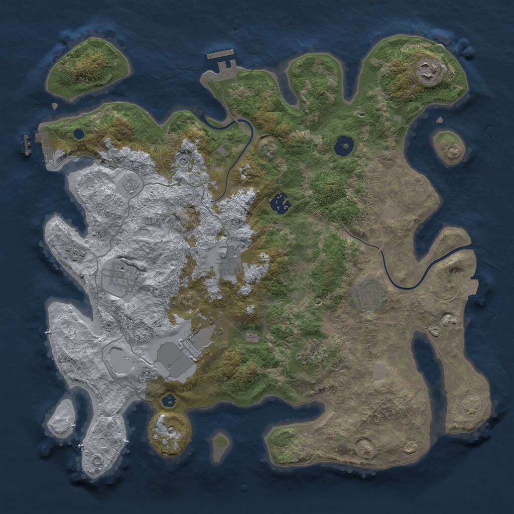 Rust Map: Procedural Map, Size: 3850, Seed: 792125114, 14 Monuments