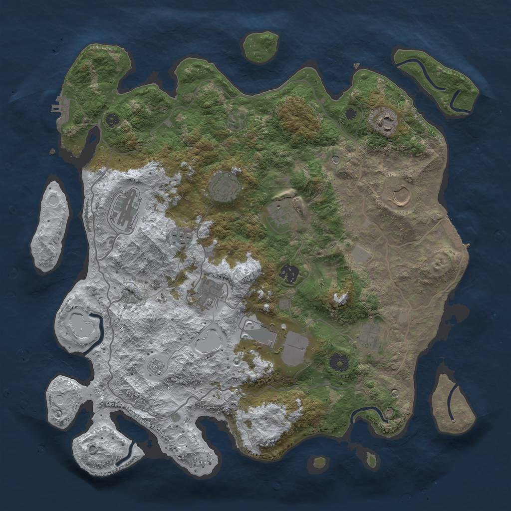 Rust Map: Procedural Map, Size: 4000, Seed: 632334, 19 Monuments