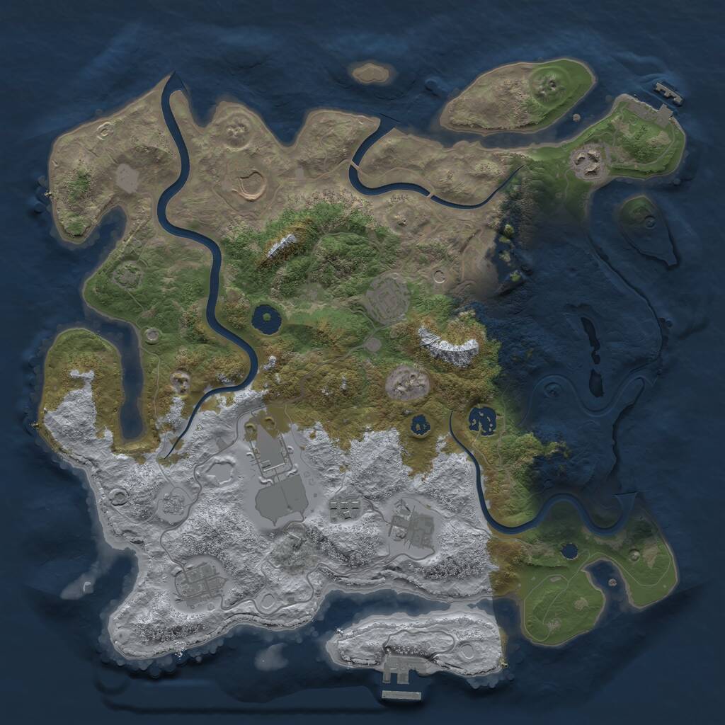 Rust Map: Procedural Map, Size: 3750, Seed: 1355676632, 15 Monuments