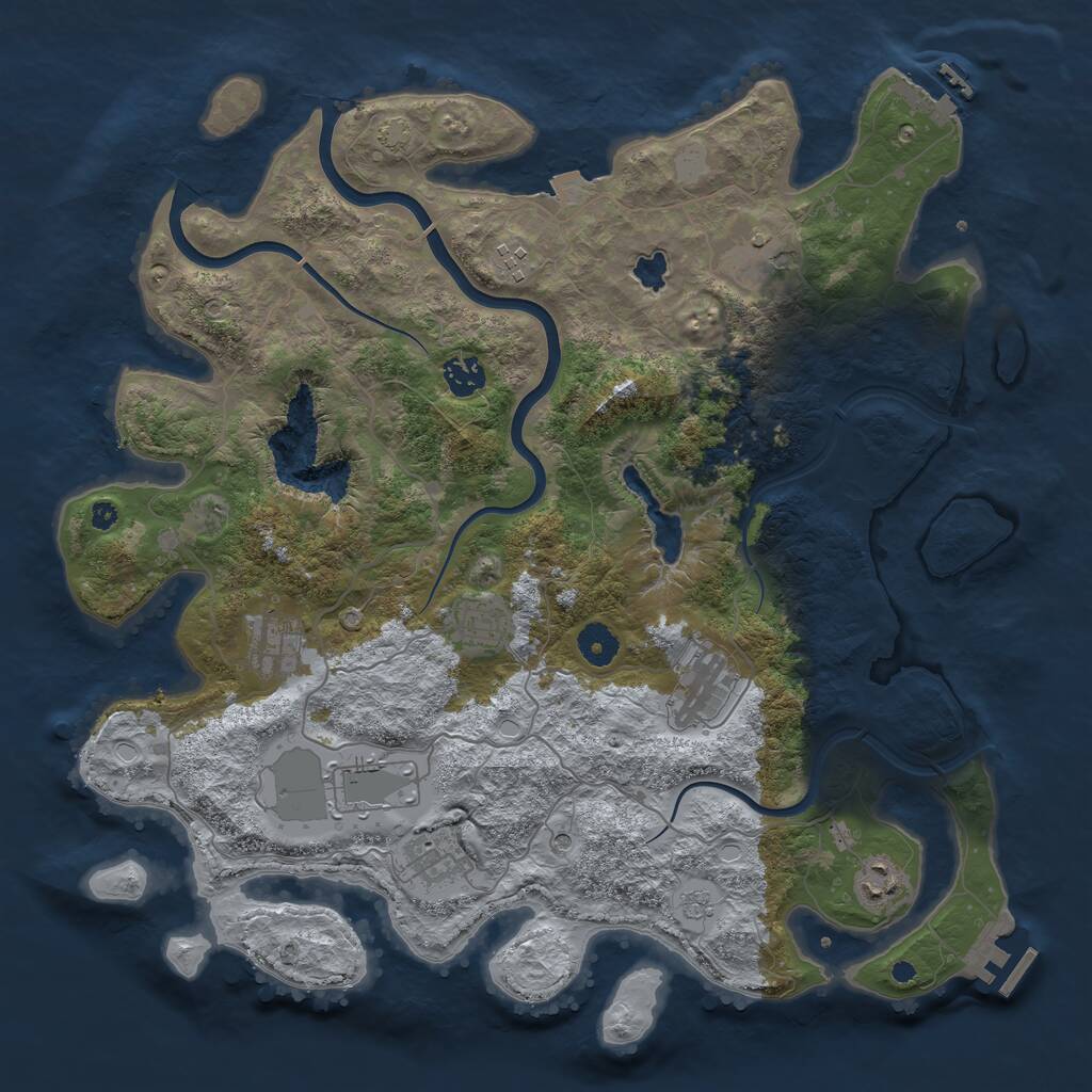 Rust Map: Procedural Map, Size: 4000, Seed: 454545, 15 Monuments