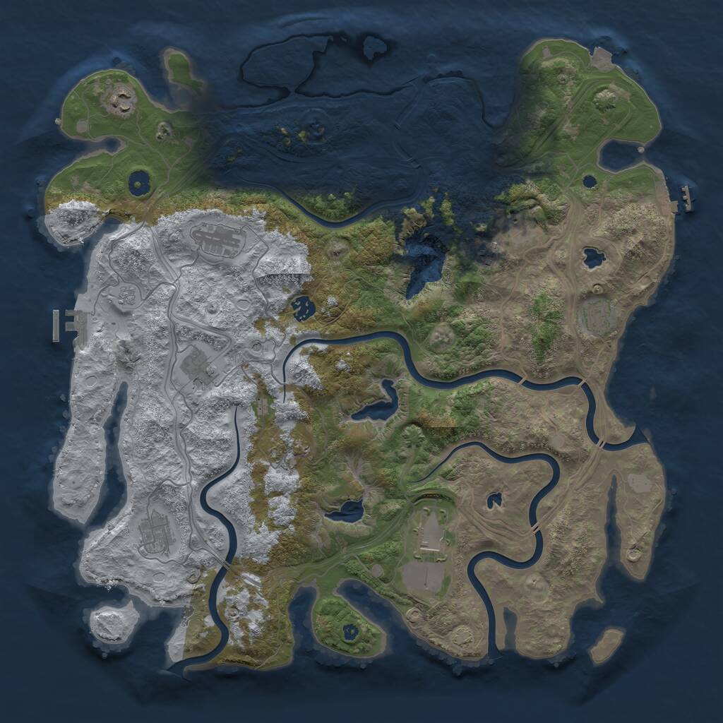 Rust Map: Procedural Map, Size: 4500, Seed: 37463, 16 Monuments