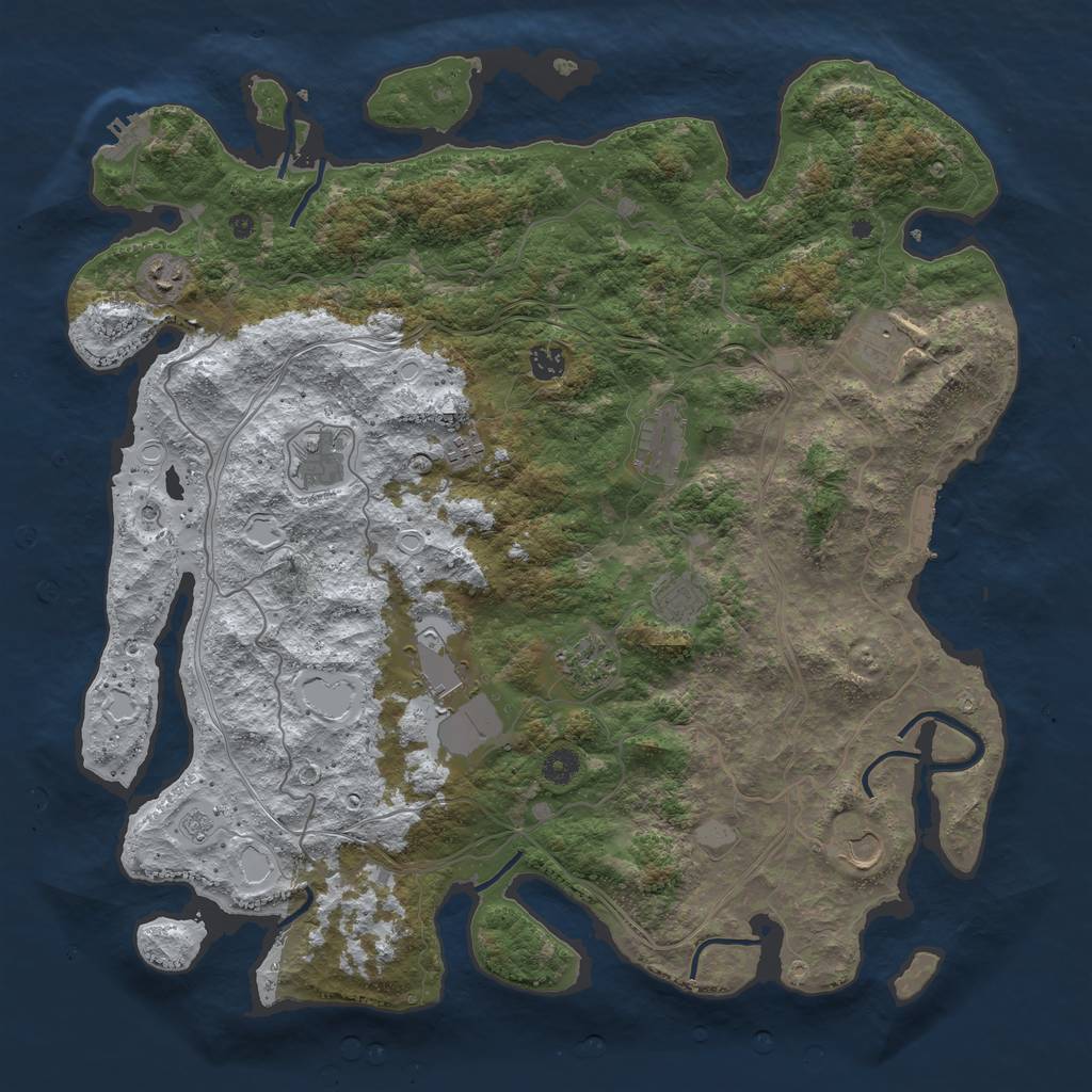 Rust Map: Procedural Map, Size: 4500, Seed: 37463, 19 Monuments