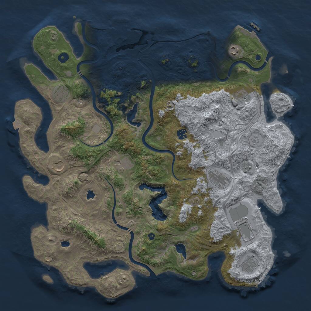 Rust Map: Procedural Map, Size: 4500, Seed: 955795159, 16 Monuments